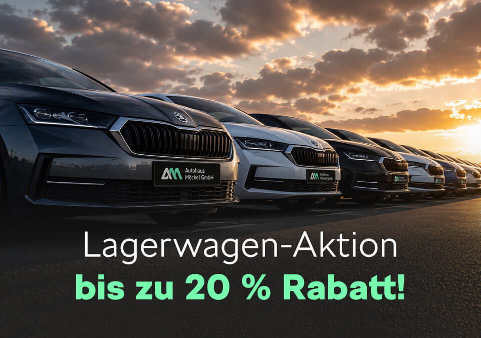 Lagerwagen-Aktion: Jetzt bis zu 20 % Rabatt auf alle sofort verfügbaren Neuwagen sichern
